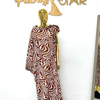 Brown Zebra Print Off The Shoulder Maxi Dress