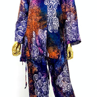 Galaxy Print Spiral Design Batik 2-Piece Set W/ Open Back