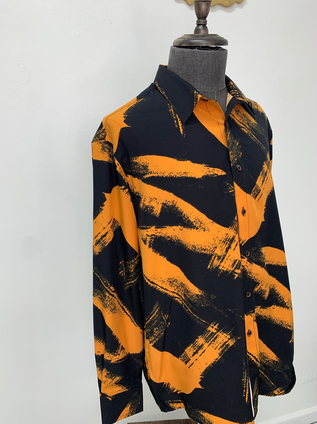 Black & Tangerine Orange Stripped Long Sleeve Shirt