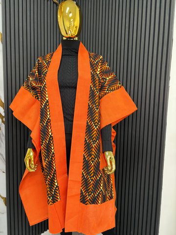 Orange Ankara-Asooke Kimono