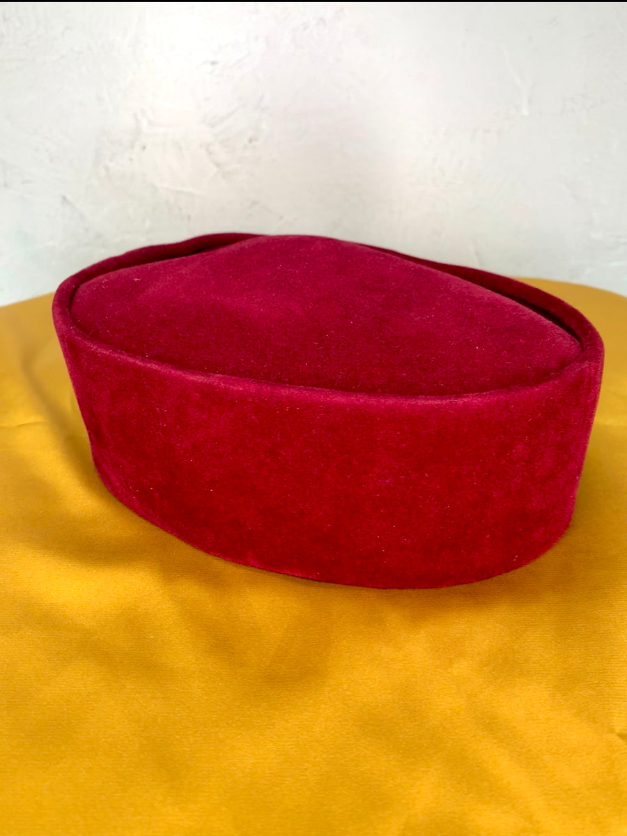 Solid Burgundy Velvet African Mens Cap