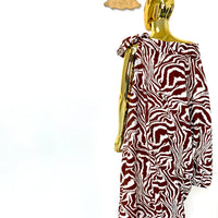 Brown Zebra Print Off The Shoulder Maxi Dress