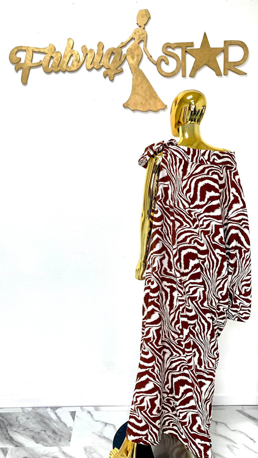 Brown Zebra Print Off The Shoulder Maxi Dress