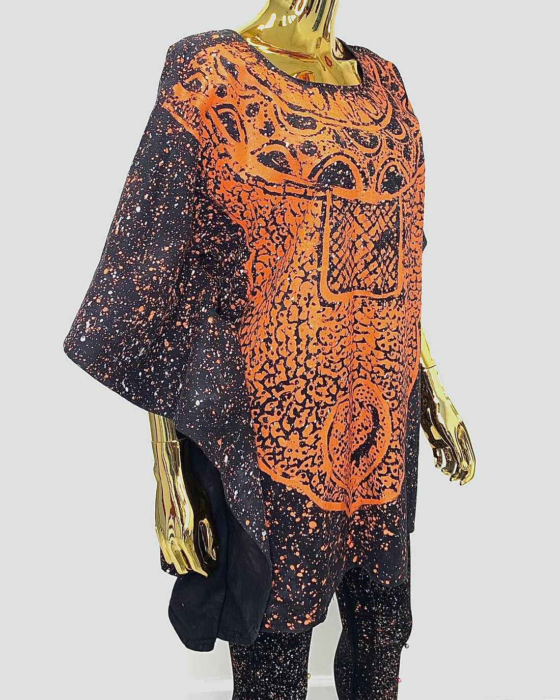 Orange Galaxy Print Adire Set