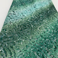 Green Monochromatic Fabric W/ Embroidered Sequins & Green Trim|5 Yards