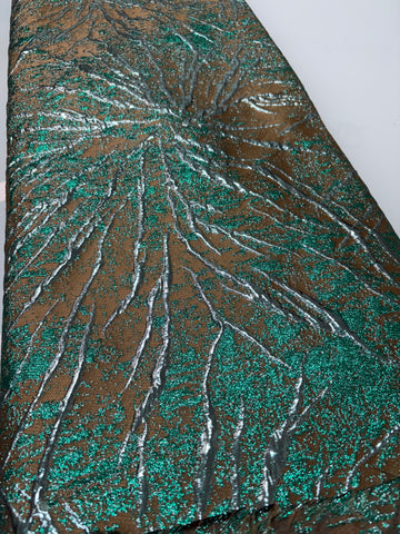 Sea green & Silver Brocade | 5 yards