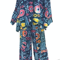 Abstract Print Batik 2-Piece Set W/ Open Back