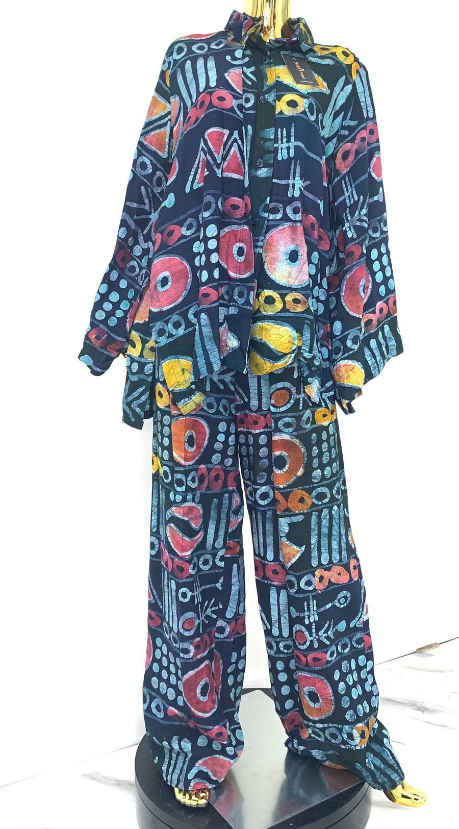 Abstract Print Batik 2-Piece Set W/ Open Back