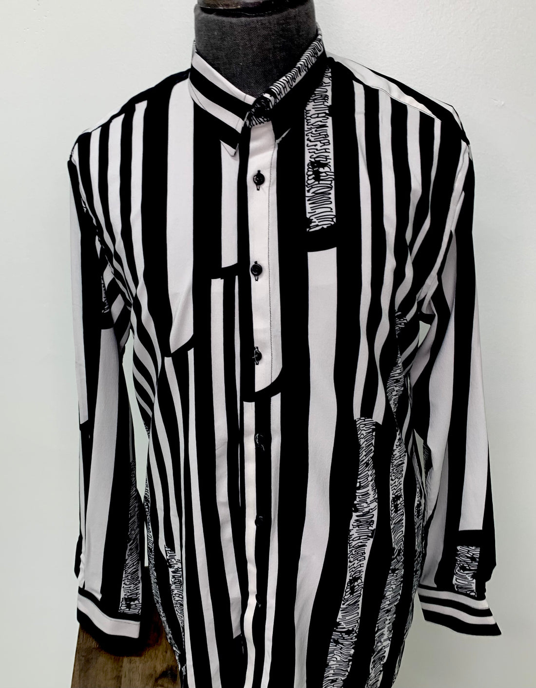 White & Black Striped Long Sleeve Shirt