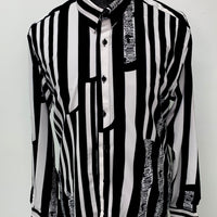 White & Black Striped Long Sleeve Shirt