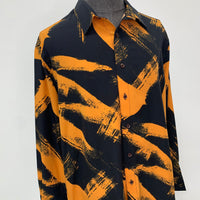 Black & Tangerine Orange Stripped Long Sleeve Shirt