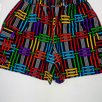 Multicolor High-waist Short | w/Elastic Waist & Drawstring