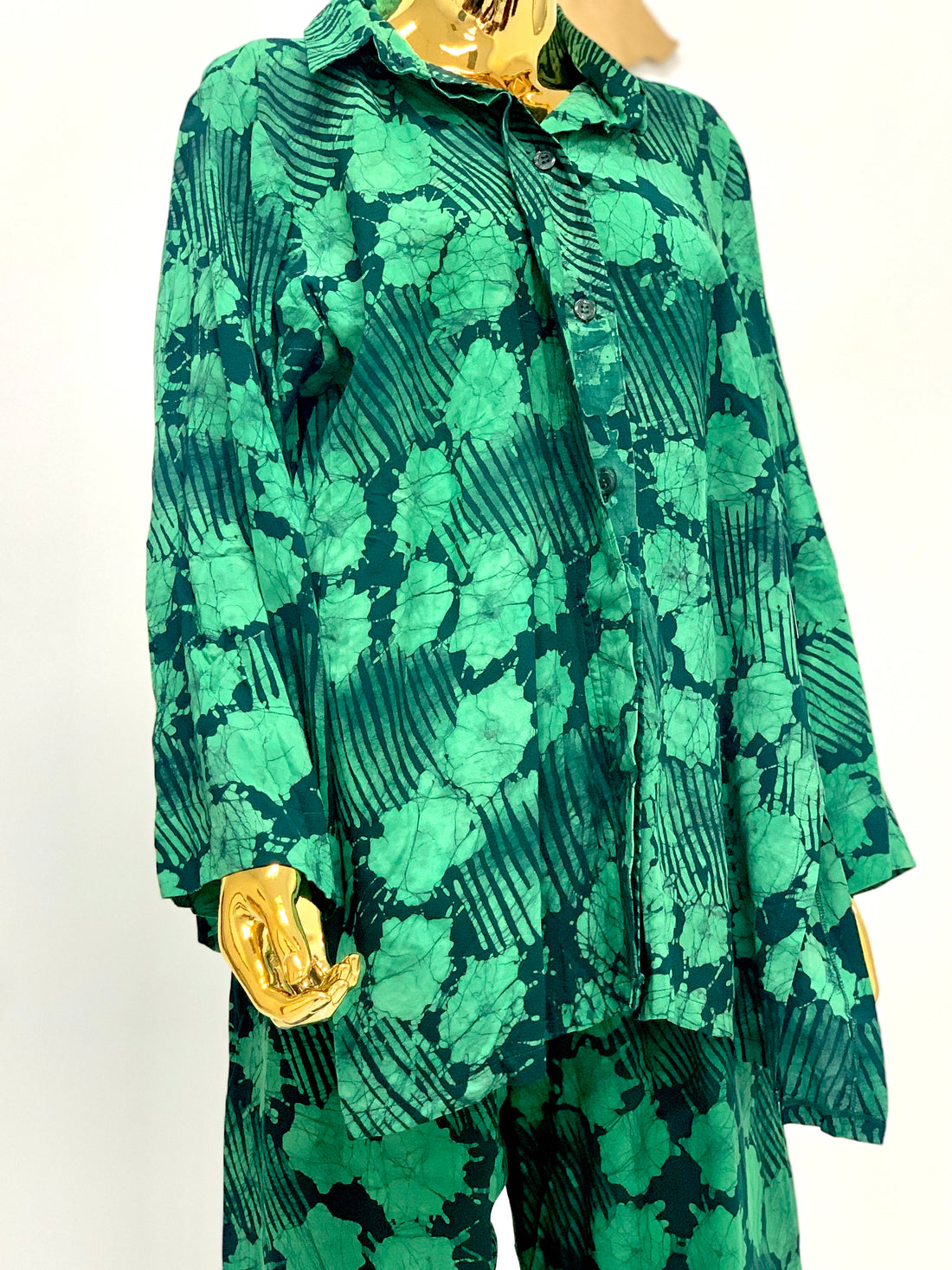 Emerald Light Green Batik 2-Piece Set W/ Open Back