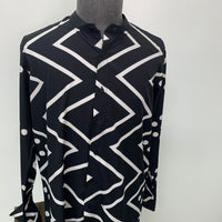 Black & White Zigzag Print Long Sleeve Shirt