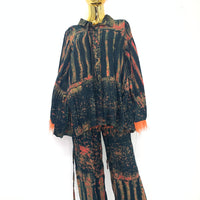 Black & Orange Feathered 2-Piece Batik Set