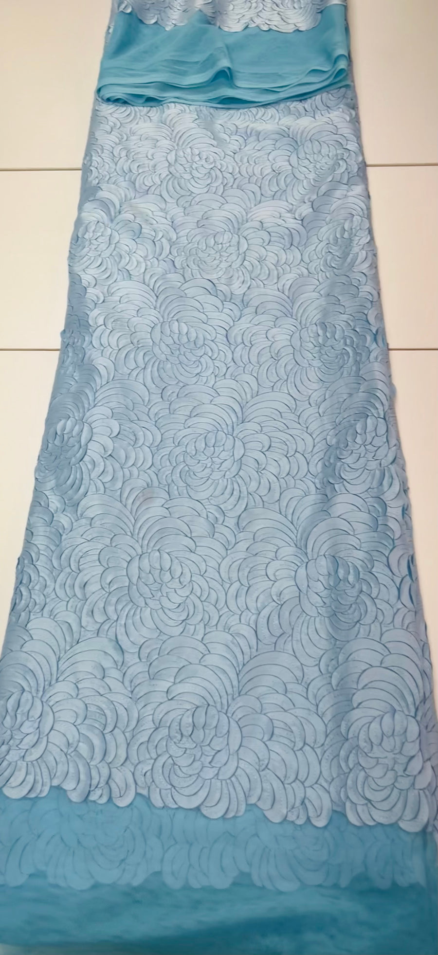 Ice Blue Floral Design Lace | 5 yards