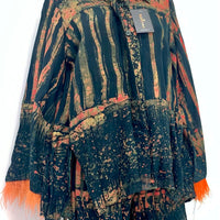 Black & Orange Feathered 2-Piece Batik Set