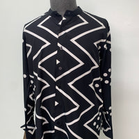 Black & White Zigzag Print Long Sleeve Shirt