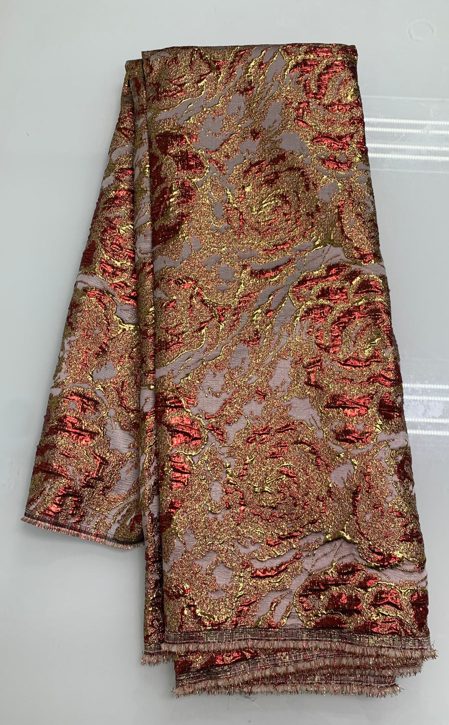 Crème Brocade with Gold Outline| 5 Yards