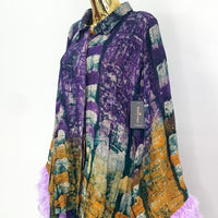 Purple Feathered Orange & Purple Ombré 2-Piece Batik Set