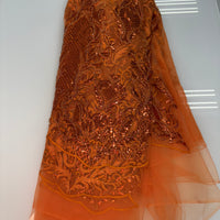 Bright Orange Sequin Lace | 5 yards