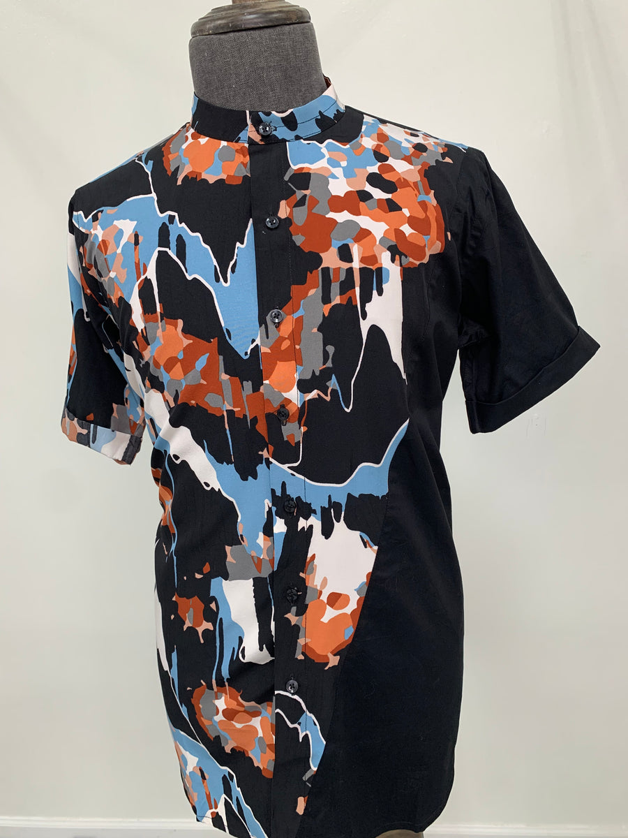 Black Short Sleeve Paint Drip Shirt