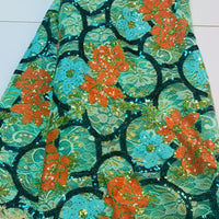 5 Yard Seafoam Green Lace W/ Orange & Blue flower Sequin Design