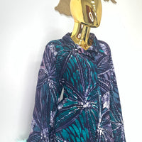 Teal Feathered Batik 2-Piece Set W/ Open Back