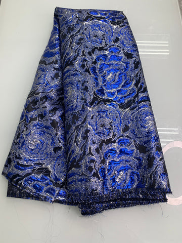 Royal Blue x Black Brocade | 5 yards