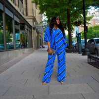 Blue Hand Dyed Striped 2-Piece Set