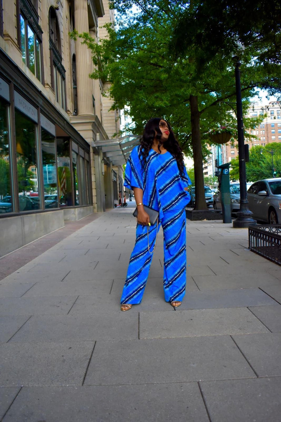 Blue Hand Dyed Striped 2-Piece Set