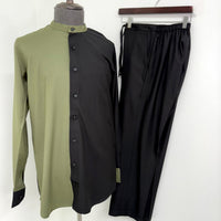 Green x Black Button up