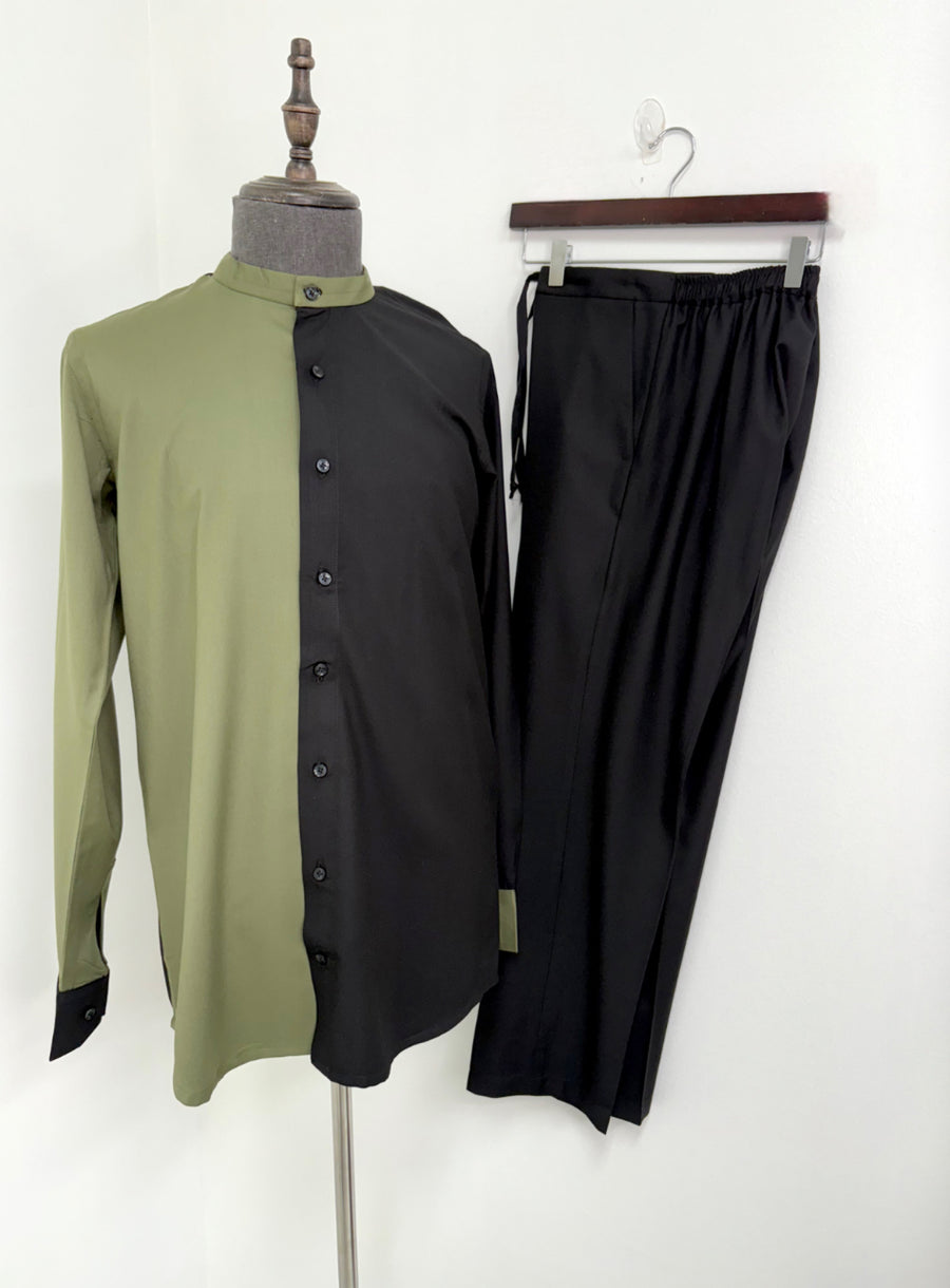 Green x Black Button up