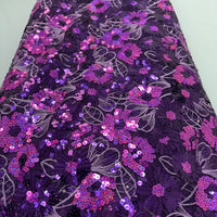 Violet Floral Sequin Lace | 5 yards