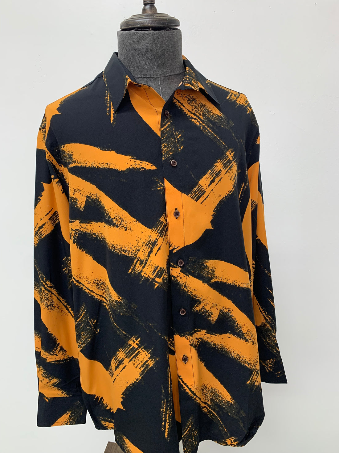 Black & Tangerine Orange Stripped Long Sleeve Shirt