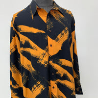 Black & Tangerine Orange Stripped Long Sleeve Shirt