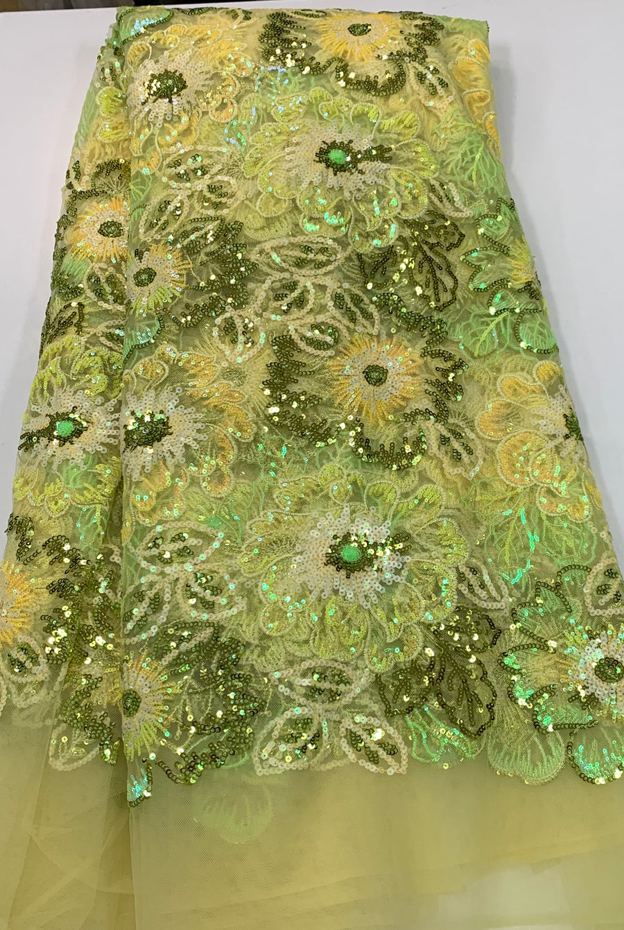 Lime Green Floral Lace | 5 yards