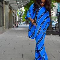 Blue Hand Dyed Striped 2-Piece Set