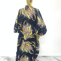 Feather Printed V Neck Maxi Dress