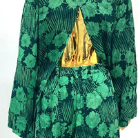 Emerald Light Green Batik 2-Piece Set W/ Open Back