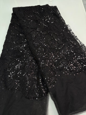 Black Beaded Lace | 5yards