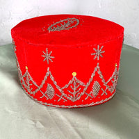 Red & Silver Beaded African Mens Cap