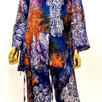 Galaxy Print Spiral Design Batik 2-Piece Set W/ Open Back