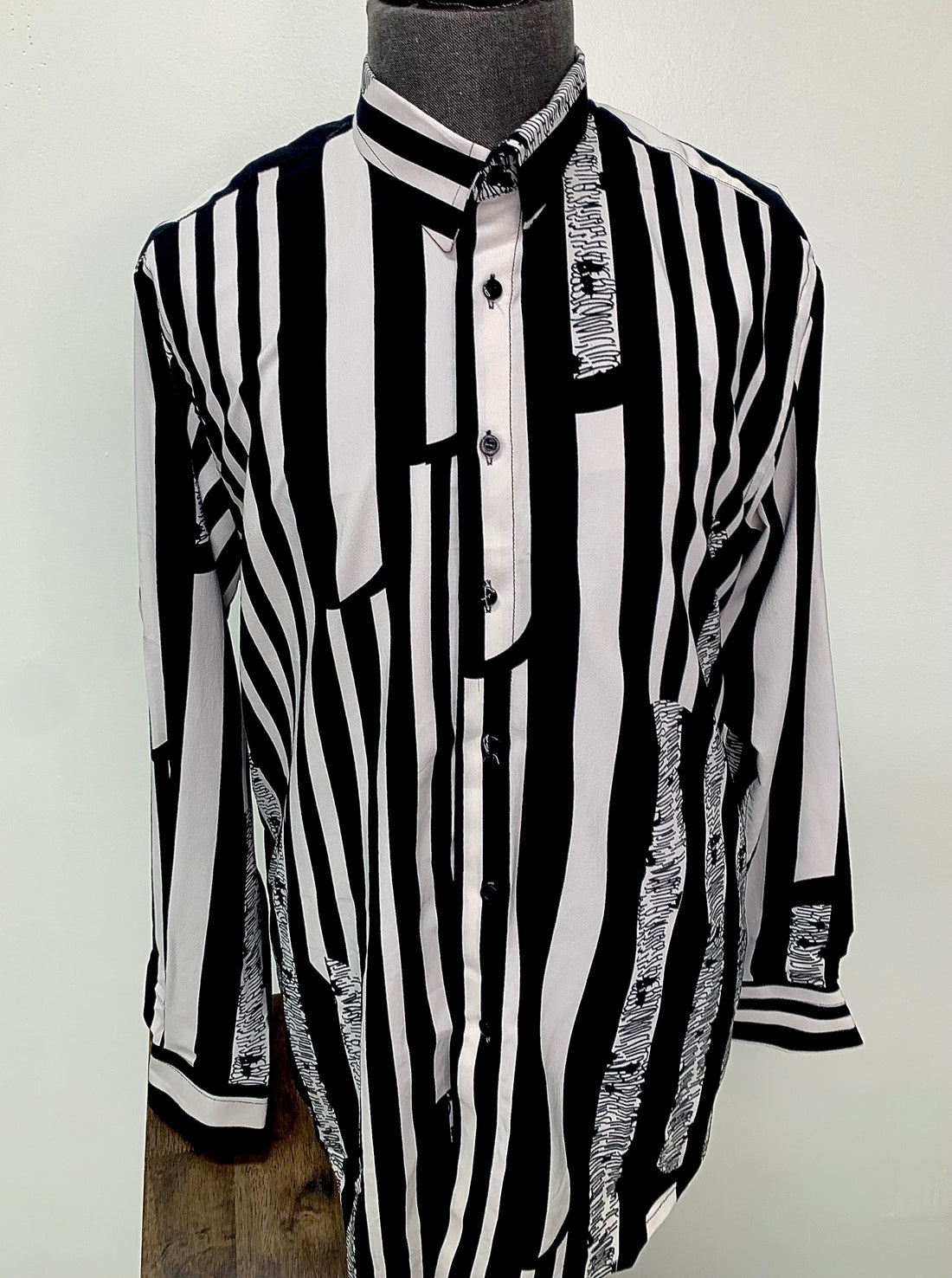 White & Black Striped Long Sleeve Shirt