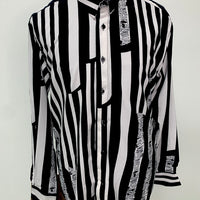 White & Black Striped Long Sleeve Shirt