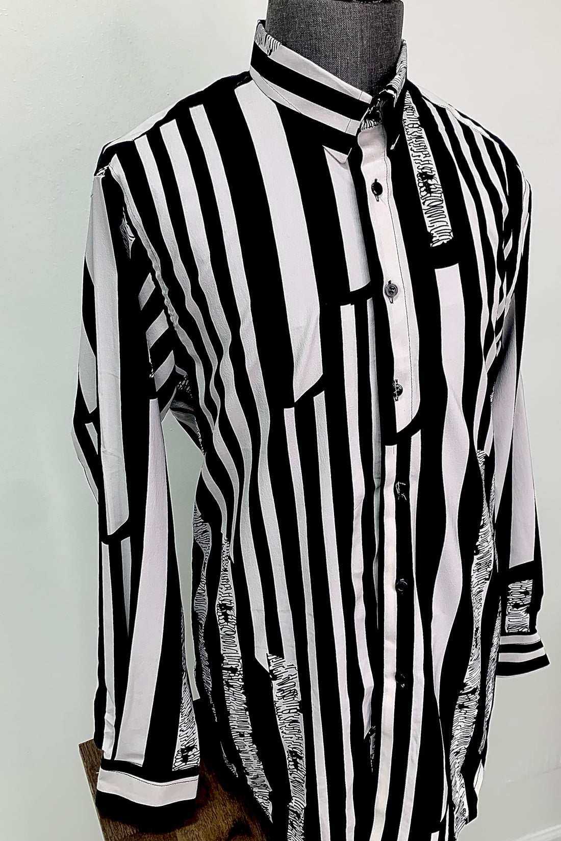 White & Black Striped Long Sleeve Shirt