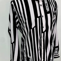 White & Black Striped Long Sleeve Shirt