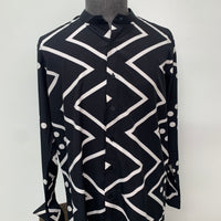 Black & White Zigzag Print Long Sleeve Shirt