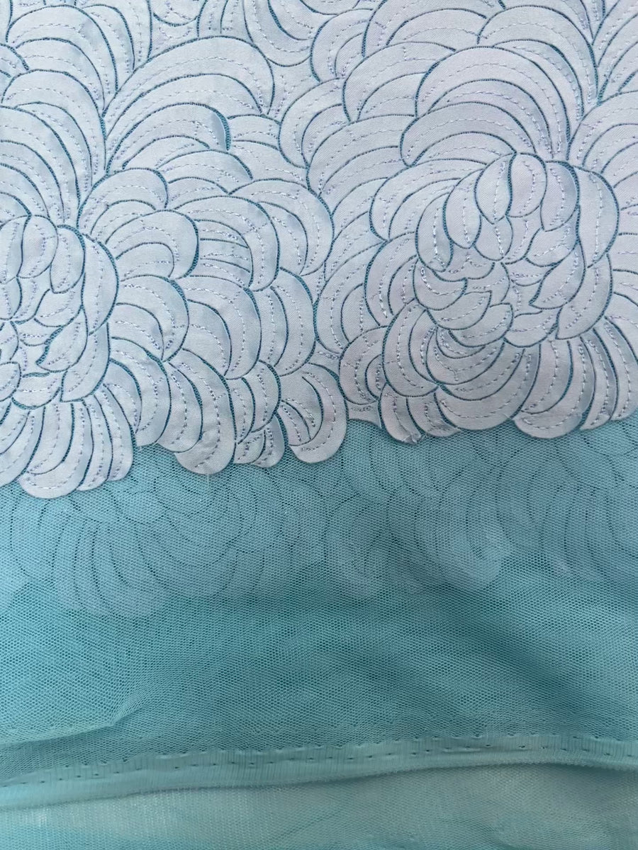 Ice Blue Floral Design Lace | 5 yards