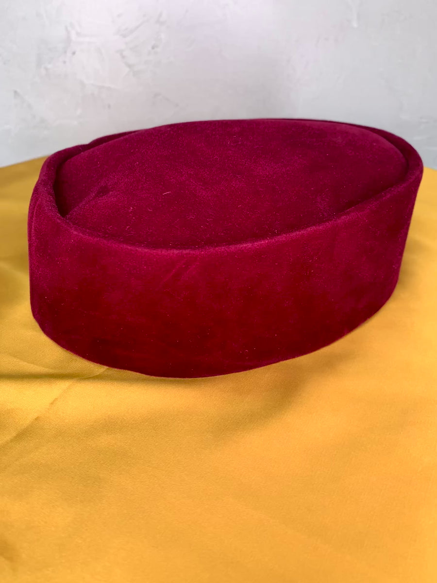 Solid Burgundy Velvet African Mens Cap